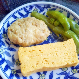 鶏つくね&厚焼き玉子&スナップエンドウ蒸し